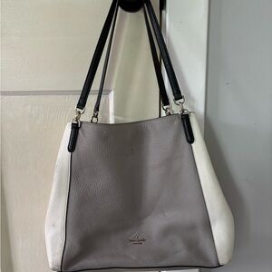 Kate Spade Gray and White Shoulder Bag with Structured Design